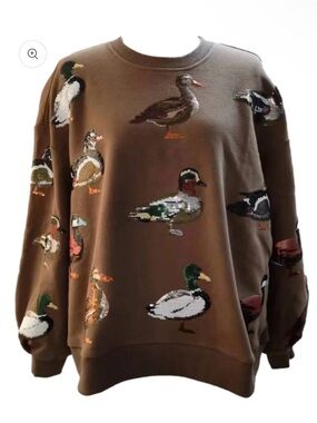 Queen of Sparkles Scattered Duck Sequin Sweatshirt